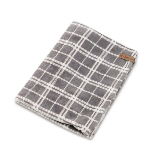 Плед Pet Fashion Bliss 1 для собак і котів плюш сірий картатий 70,5х55,5 см