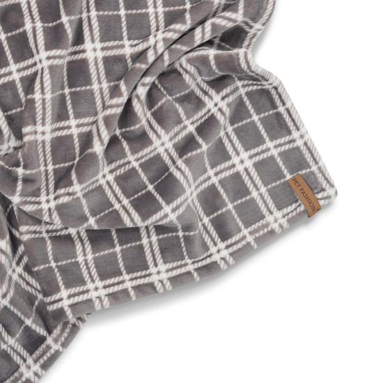 Плед Pet Fashion Bliss 1 для собак і котів плюш сірий картатий 70,5х55,5 см