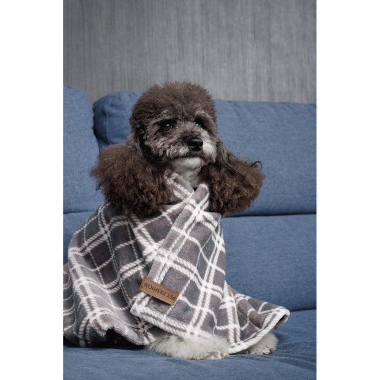 Плед Pet Fashion Bliss 1 для собак і котів плюш сірий картатий 70,5х55,5 см