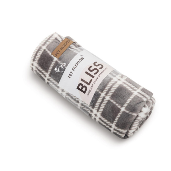 Плед Pet Fashion Bliss 2 для собак і котів плюш сірий картатий 70,5х94 см