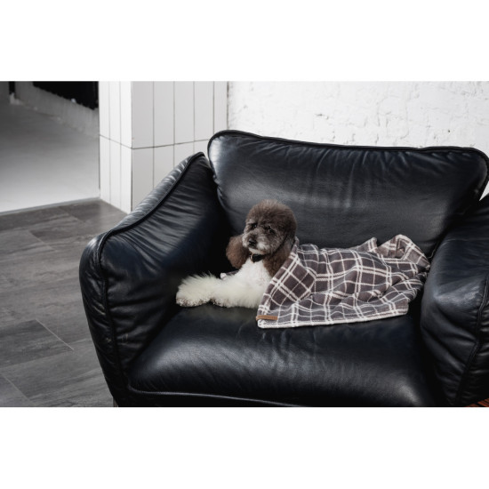 Плед Pet Fashion Bliss 2 для собак і котів плюш сірий картатий 70,5х94 см