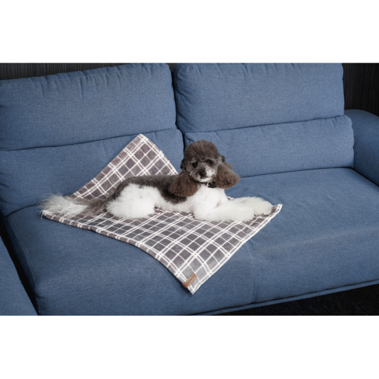 Плед Pet Fashion Bliss 2 для собак і котів плюш сірий картатий 70,5х94 см