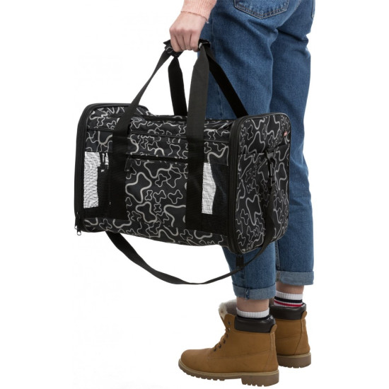 Сумка-переноска Trixie для собак Adrina до 7кг з поліестеру з кісточками чорна 26x27x42 см