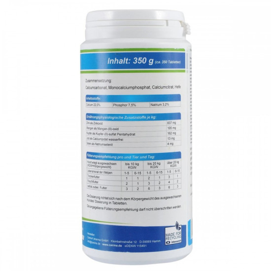 Мінеральний комплекс Canina Welpenkalk для цуценят та молодих собак 350 г 350 табл.