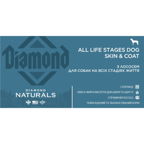 Сухий корм для собак Diamond Naturals All Life Stages Dog Skin&Coat 15 кг (0074198615612)