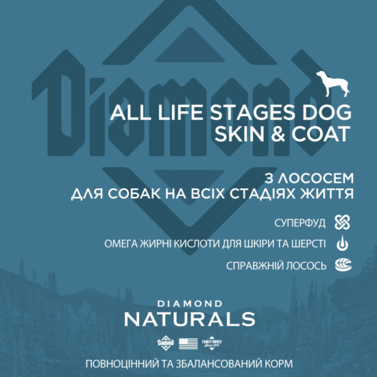 Сухий корм для собак Diamond Naturals All Life Stages Dog Skin&Coat 15 кг (0074198615612)