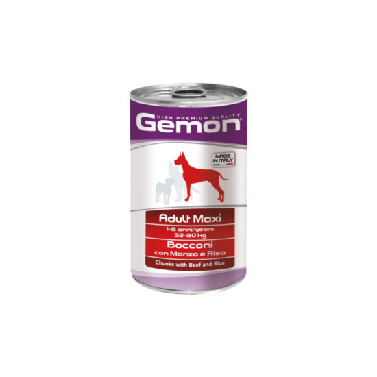 Консерви для собак Gemon Dog Wet Maxi Adult шматочки з яловичиною та рисом 1.25 кг (8009470387903)