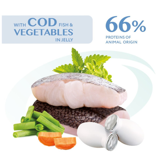 Вологий корм для кішок Optimeal з тріскою і овочами в желе 85 г (4820215364041)