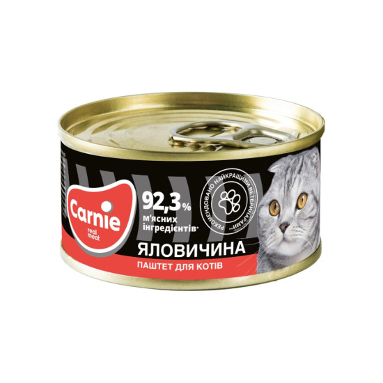 Паштет для котів Carnie м'ясний з яловичиною 100 г (4820255190365)