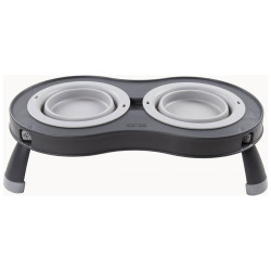 Посуд для собак Dexas Миска подвійна на складній підставці-велика 600 мл світло-сіра (0084297309039)