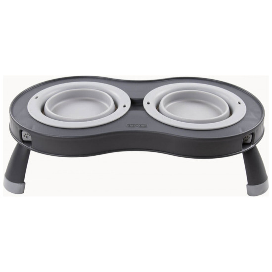 Посуд для собак Dexas Миска подвійна на складній підставці-велика 600 мл світло-сіра (0084297309039)