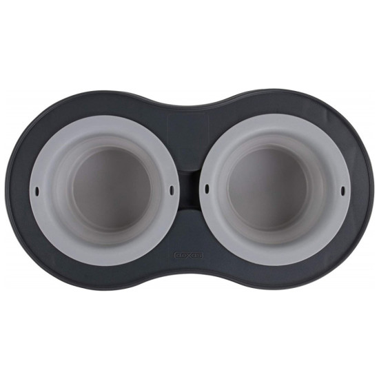 Посуд для собак Dexas Миска подвійна на складній підставці-велика 600 мл світло-сіра (0084297309039)