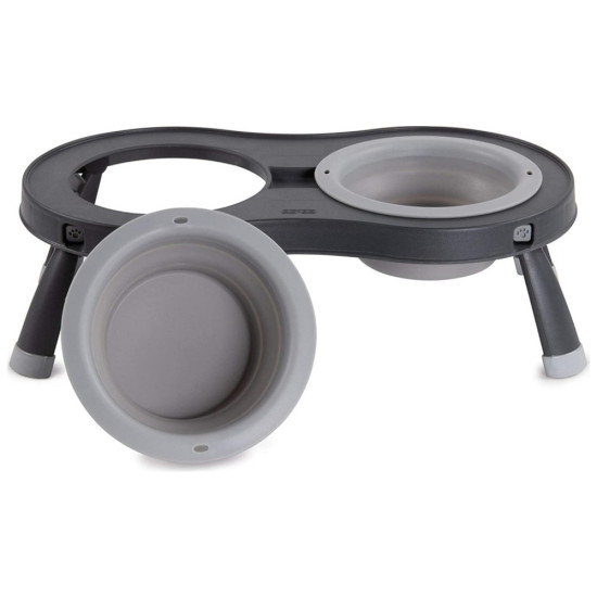 Посуд для собак Dexas Миска подвійна на складній підставці-велика 600 мл світло-сіра (0084297309039)