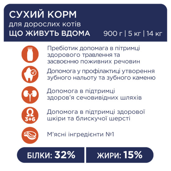 Сухий корм для кішок Club 4 Paws Преміум. Для кішок, які живуть в приміщенні 4 в 1 14 кг (4820083909436)