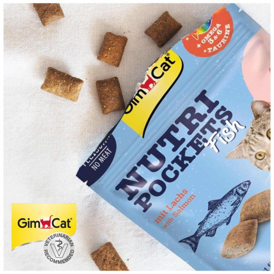 Ласощі для котів GimCat Nutri Pockets Fish Лосось 60 г (4002064419626)