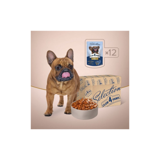 Вологий корм для собак Club 4 Paws Selection Плюс Шматочки з качкою та індичкою в соусі 85 г (4820215368049)