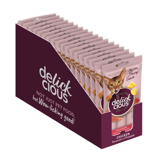 Ласощі для котів Delickcious Курка з додаванням ананасу 4 х 15 г (4820269141629)