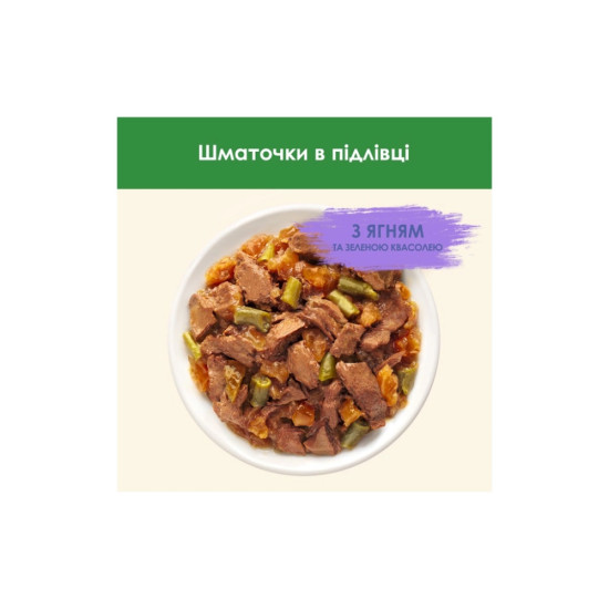 Вологий корм для кішок Purina Cat Chow Sterilised з ягням та зеленою квасолею в желе 85г (7613037025484)