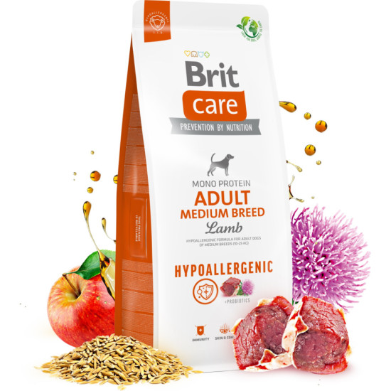 Сухий корм для собак Brit Care Dog Hypoallergenic Adult Medium Breed гіпоалергенний з ягням 1 кг (8595602559039)