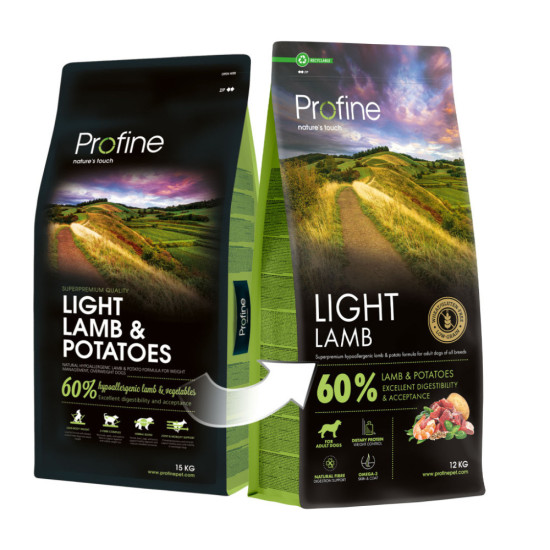 Сухий корм для собак Profine Light Lamb and Potatoes для собак з надмірною вагою 12 кг (8595602569458)