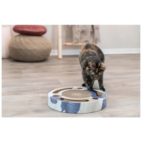 Дряпка (кігтеточка) для котів Trixie картонна з м'ячиками та м'ятою 33×5.5 см (синя) (4011905480046)