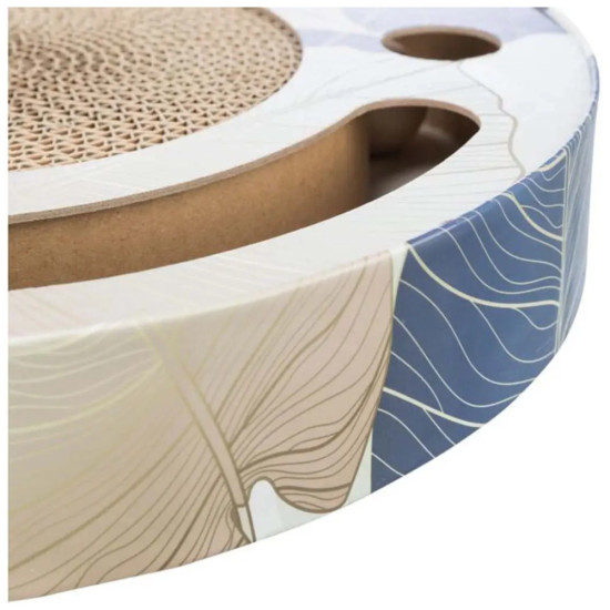 Дряпка (кігтеточка) для котів Trixie картонна з м'ячиками та м'ятою 33×5.5 см (синя) (4011905480046)