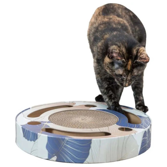 Дряпка (кігтеточка) для котів Trixie картонна з м'ячиками та м'ятою 33×5.5 см (синя) (4011905480046)