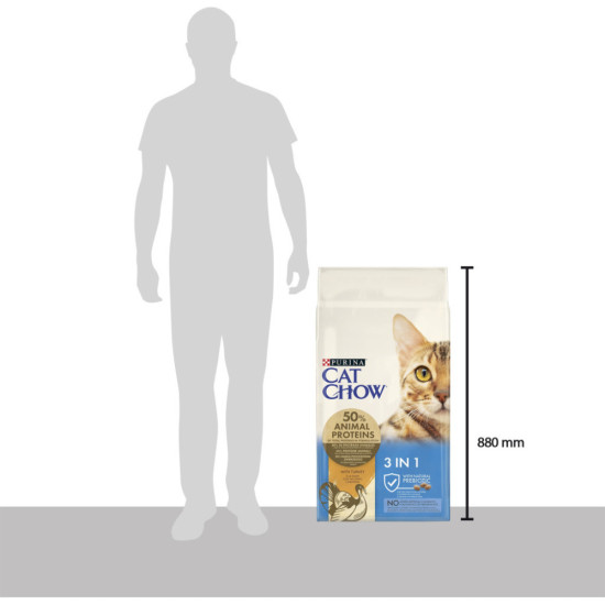 Сухий корм для кішок Purina Cat Chow Feline 3 в 1 з індичкою 15 кг (7613034153746)