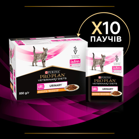 Вологий корм для кішок Purina Pro Plan Veterinary Diets UR ST/OX Urinary З куркою 10 x 85 г (8445290093592)