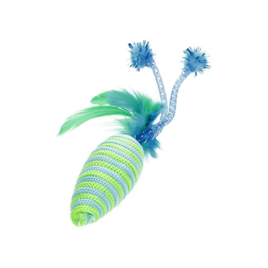 Іграшка для котів Hippie Pet Мишка з пір'ям зелена 16.5 см (HIPCT22027Z)