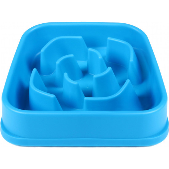 Посуд для собак Dexas Силіконова квадратна миска Slow Maze Feeder для повільного годування 1.44 л блакитна (0084297309749)