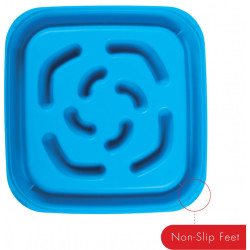 Посуд для собак Dexas Силіконова квадратна миска Slow Maze Feeder для повільного годування 1.44 л блакитна (0084297309749)