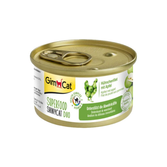 Консерви для котів GimCat Shiny Cat SUPERFOOD курка та яблуко 70 г (4002064414515)