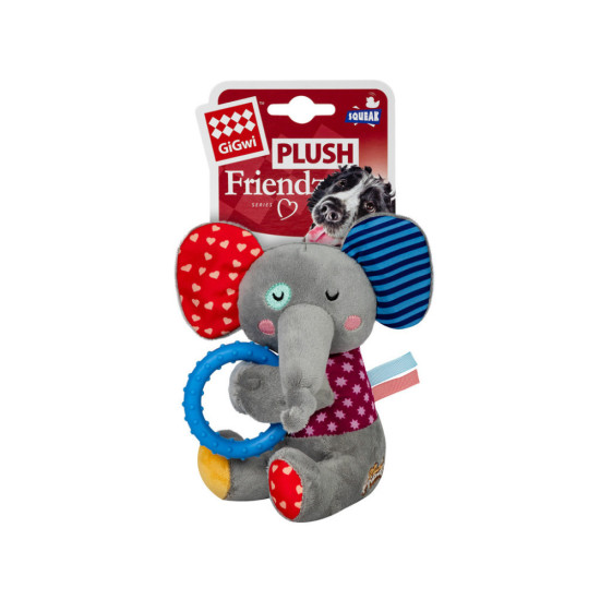 Іграшка для собак GiGwi Plush Слоненя з кільцем та пищалкою 16 см (2256)