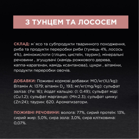 Вологий корм для кішок Purina Pro Plan Sterilised З тунцем та лососем 85 г (8445290173287)