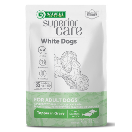 Вологий корм для собак Nature's Protection Superior Care White Dogs Adult Tuna & Sea Bass 70 г (UNINPSC70012)