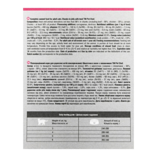 Вологий корм для кішок Pet Chef З яловичиною 200 г (4820255194042)