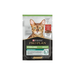Вологий корм для кішок Purina Pro Plan Sterilised Nutrisavour. З яловичиною 85 г (7613036092883)