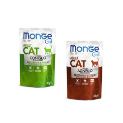 Вологий корм для кішок Monge Cat grill mix з кроликом та ягням 1.02 кг (8009470017534)