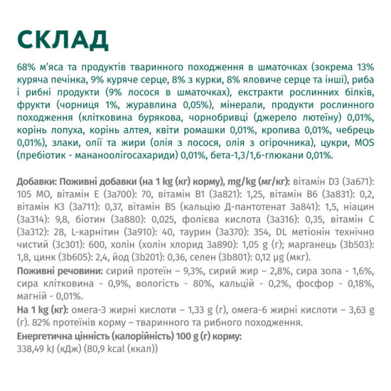 Вологий корм для кішок Optimeal для стерилізованих/кастрованих з лососем та чорницею в желе 85 г (4820269140141)