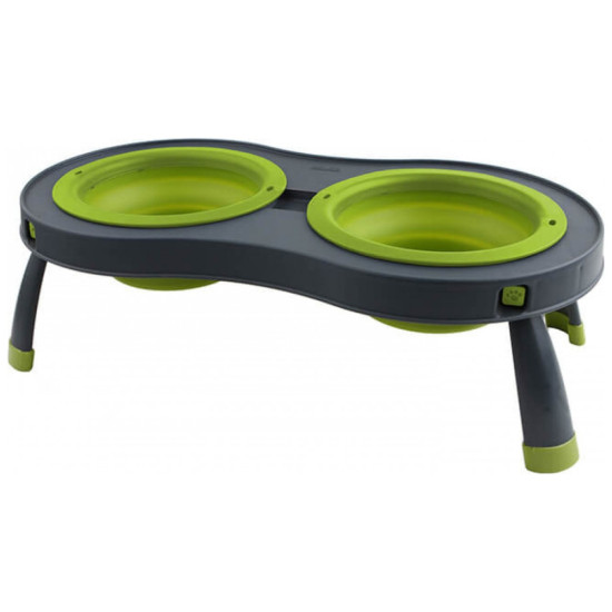 Посуд для собак Dexas Миска подвійна на складній підставці-велика 600 мл зелена (0084297306908)