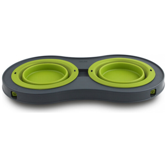 Посуд для собак Dexas Миска подвійна на складній підставці-велика 600 мл зелена (0084297306908)