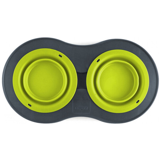 Посуд для собак Dexas Миска подвійна на складній підставці-велика 600 мл зелена (0084297306908)