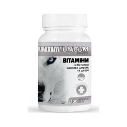 Вітаміни для собак Unicum PREMIUM здорова шерсть та шкіра 100 табл. (4820150201852)