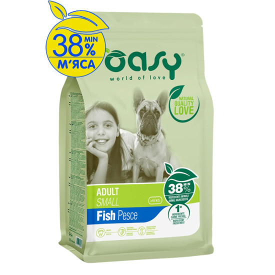 Сухий корм для собак OASY LIFESTAGE Adult Small риба 1 кг (8054329510087)