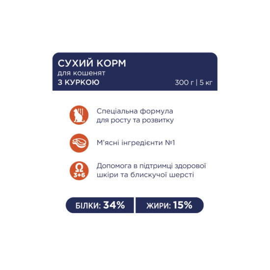 Сухий корм для кішок Club 4 Paws Premium для кошенят з куркою 14 кг (4820269141049)