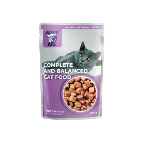 Вологий корм для кішок Mis Kiss з кроликом в соусі 100 г (4820164440148/4820111141463)