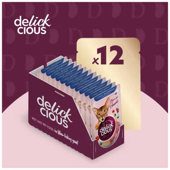 Вологий корм для кішок Delickcious Пластівці з кроликом та тропічними фруктами у вершковому соусі 80 г (4820269141841)