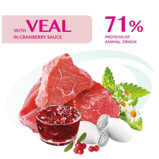 Вологий корм для кішок Optimeal зі смаком телятини в журавлинному соусі 85 г (4820083905438)