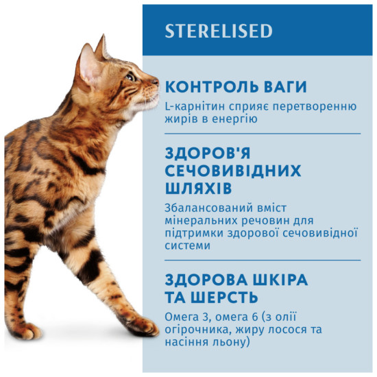 Сухий корм для кішок Optimeal для стерилізованих/кастрованих з лососем 10 кг (4820215368179)